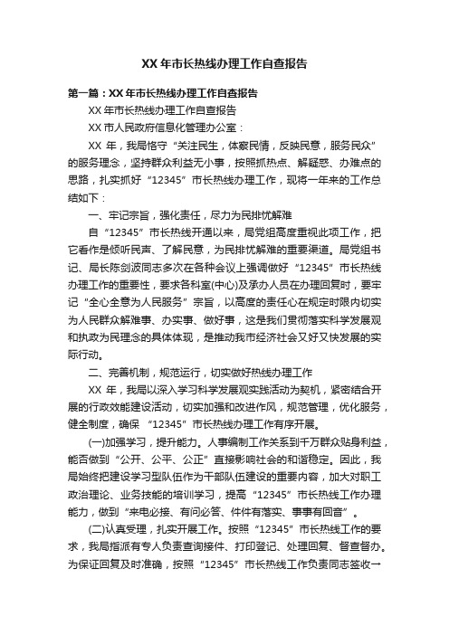 XX年市长热线办理工作自查报告