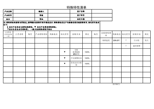 16949 特殊特性清单