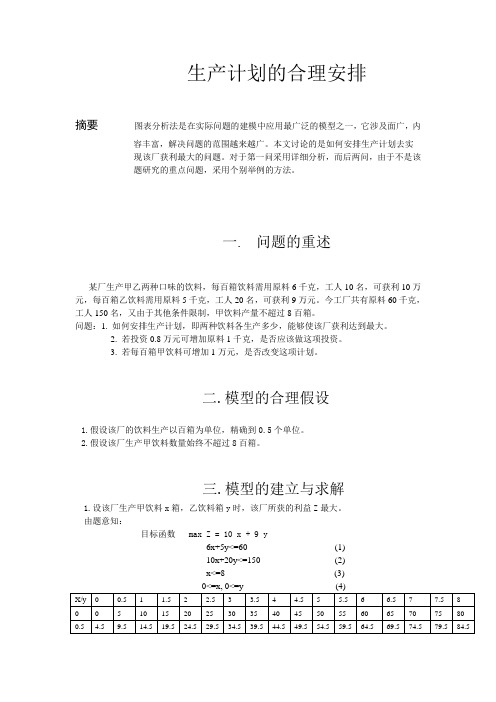 生产计划的合理安排  数学建模