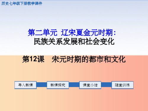 七年级历史下册 第二单元 辽宋夏金元时期：民族关系发展和社会变化 第12课 宋元时期的都市和文化 新