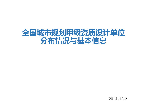 全国城市规划甲级院基本情况及分布介绍