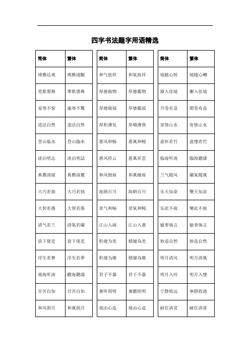 书画提拔四字用语