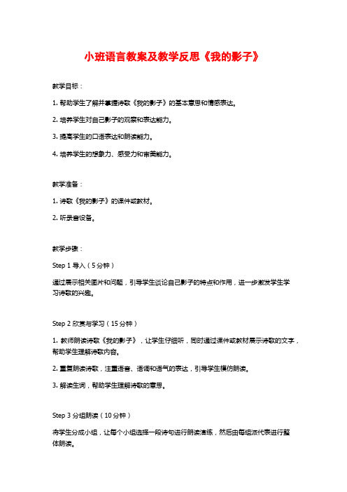 小班语言教案及教学反思《我的影子》