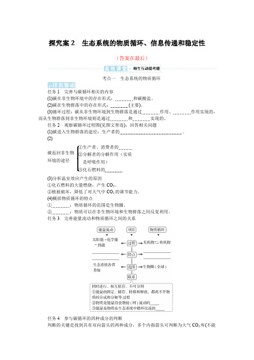 2025届高中生物高考复习学案：生态系统的物质循环、信息传递和稳定性