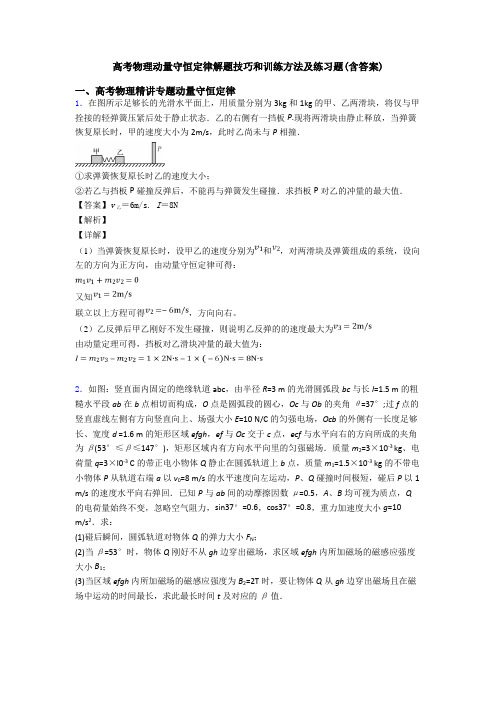 高考物理动量守恒定律解题技巧和训练方法及练习题(含答案)