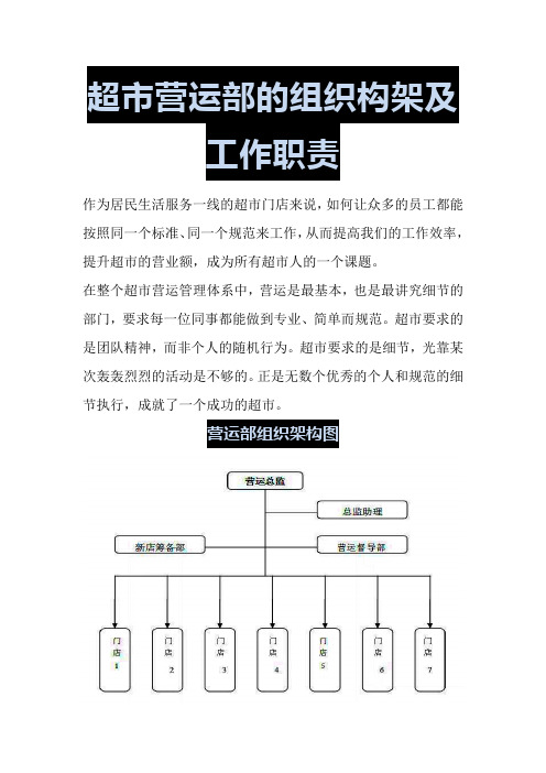 超市营运部的组织构架及工作职责