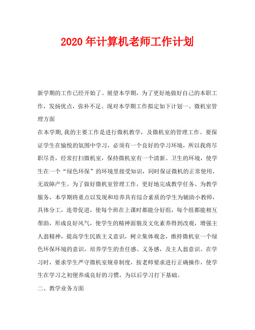 2020年计算机老师工作计划