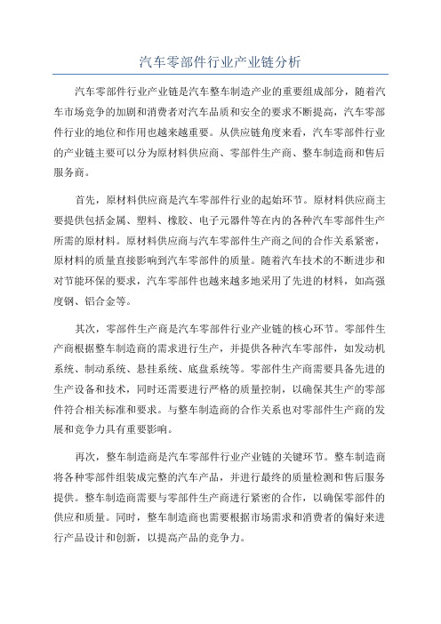 汽车零部件行业产业链分析