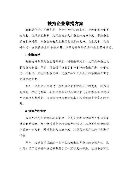 扶持企业举措方案