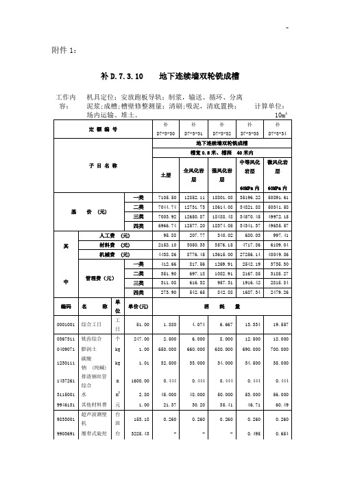 有关印发《广东地区市政工程综合定额(2010)》双轮铣成槽