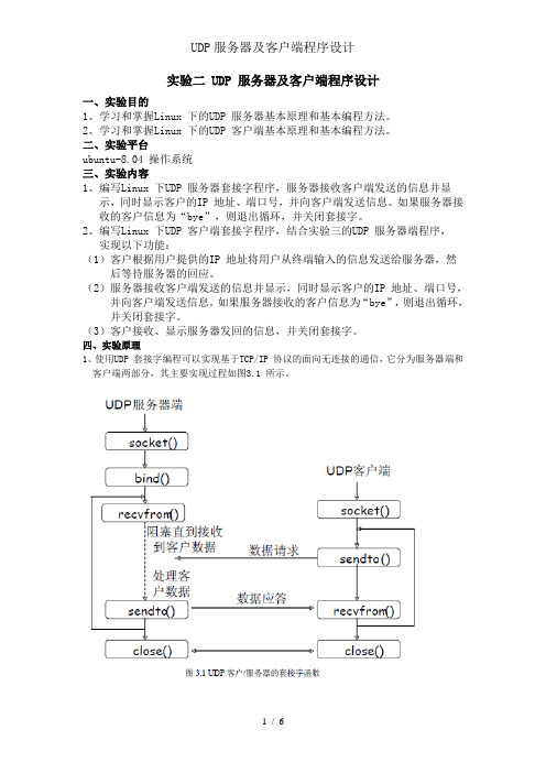 UDP服务器及客户端程序设计