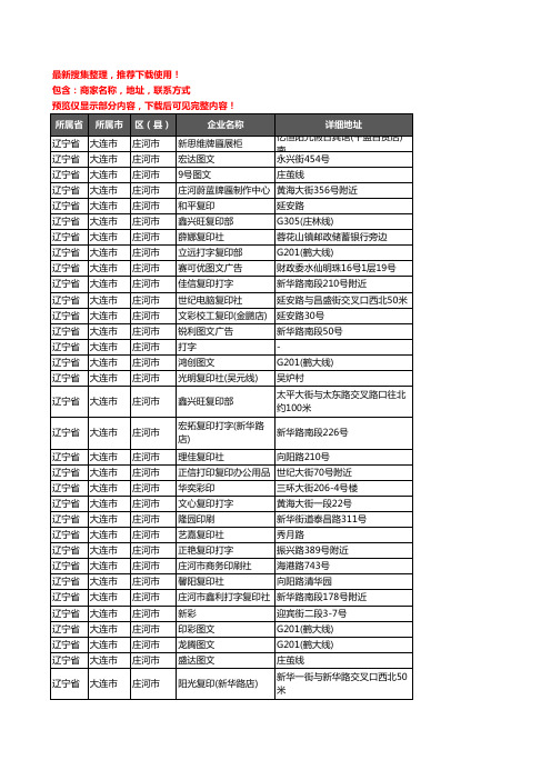 新版辽宁省大连市庄河市打印企业公司商家户名录单联系方式地址大全38家