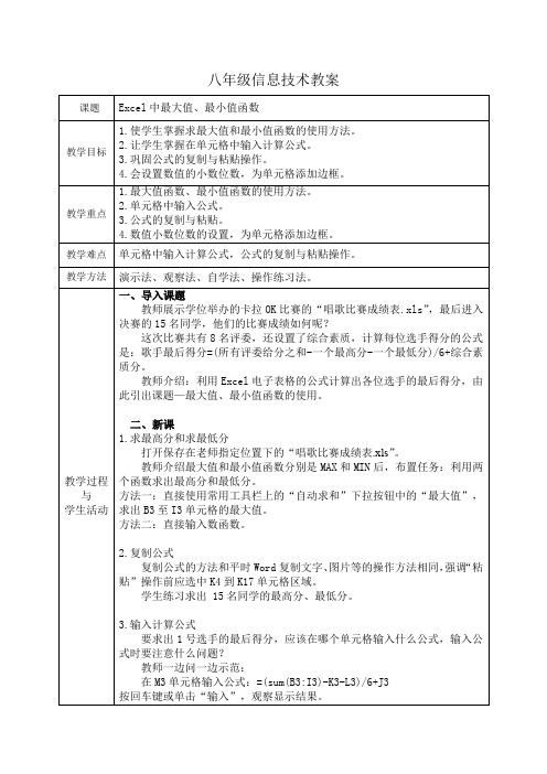 Excel中最大值、最小值函数