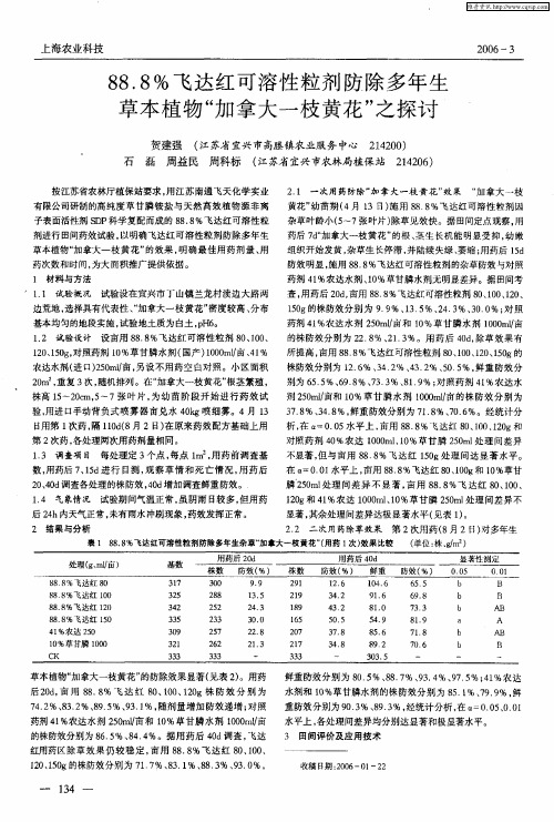 88.8%飞达红可溶性粒剂防除多年生草本植物“加拿大一枝黄花”之探讨