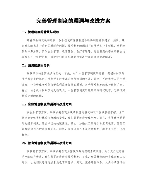 完善管理制度的漏洞与改进方案