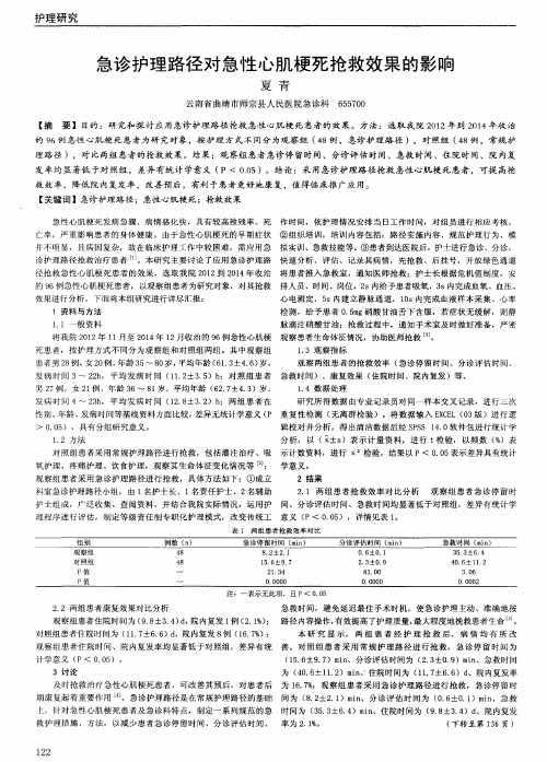 急诊护理路径对急性心肌梗死抢救效果的影响