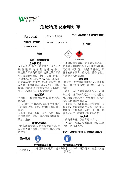 15 危险物质安全周知牌(百草枯)