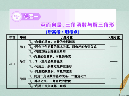 (通用版)2018年高考数学二轮复习 专题一 平面向量、三角函数与解三角形 第一讲 小题考法——平面向量课件
