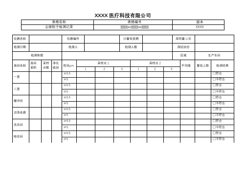 尘埃粒子检测记录