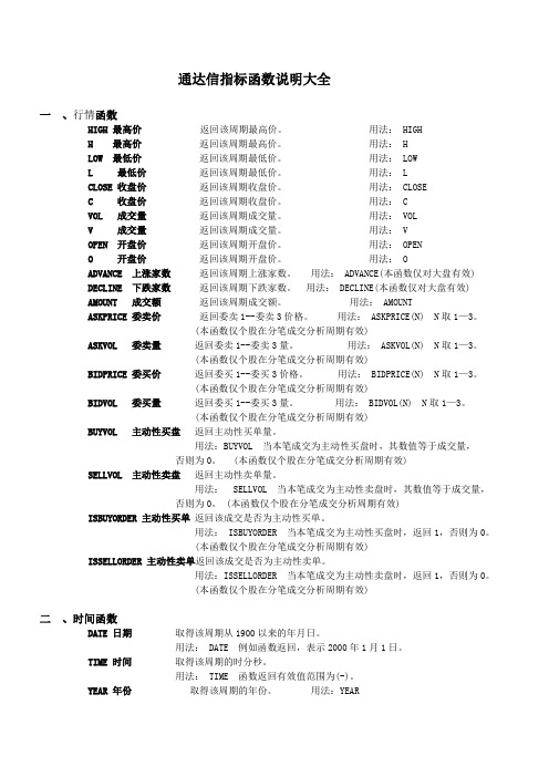 通达信指标函数说明大全