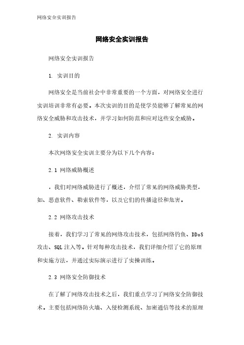 网络安全实训报告