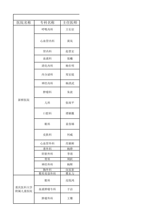 重庆市医院专科简况20131008