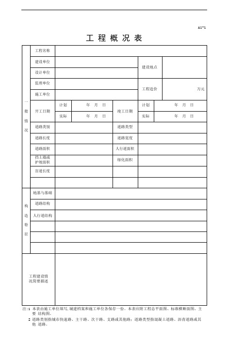 市政道路工程全套表格