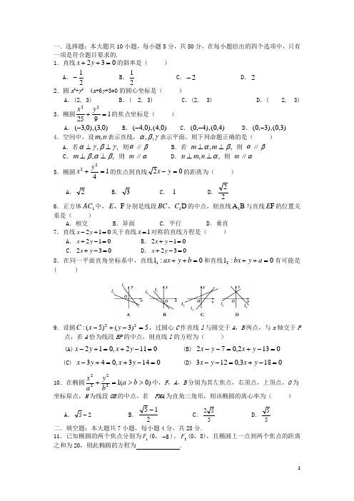 浙江省舟山市嵊泗中学高二数学上学期第二次月考试题(13班)文(答案不全)新人教A版