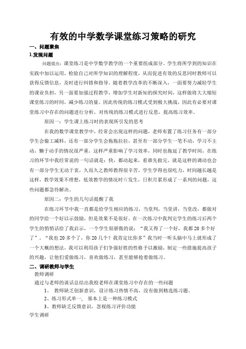 《有效的中学数学课堂练习策略的研究》结题报告