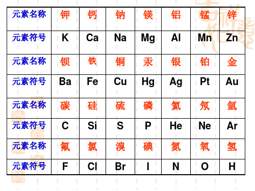 常见元素根符号化合价