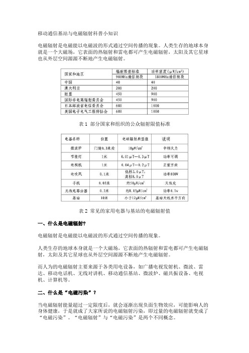 移动通信基站与电磁辐射科普小知识