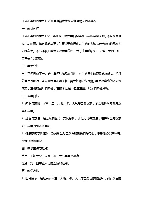 《我们奇妙的世界》公开课教案说课稿及同步练习