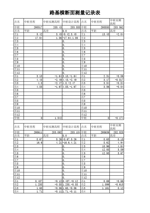 路基横断面复核记录表