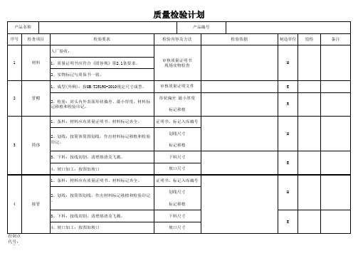 压力容器质量检验计划