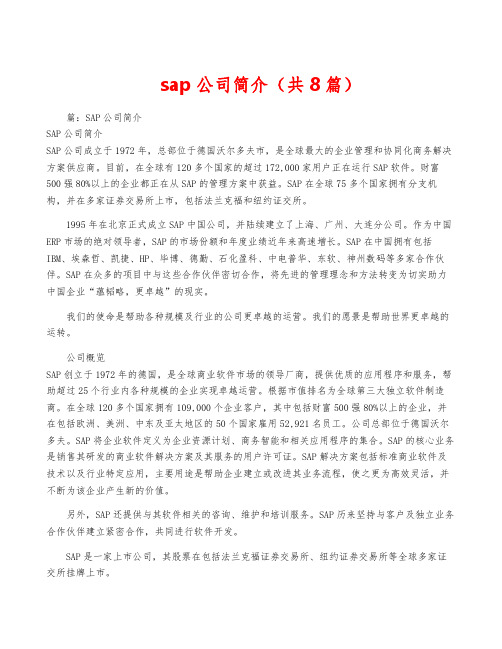 sap公司简介(共8篇)