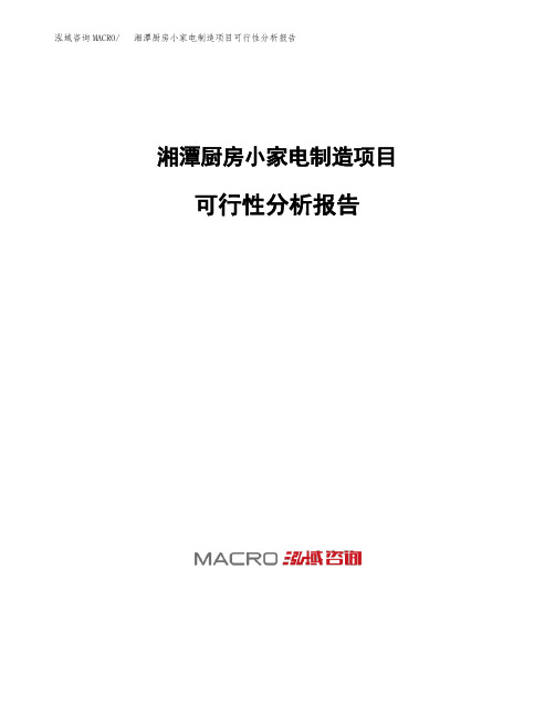 湘潭厨房小家电制造项目可行性分析报告