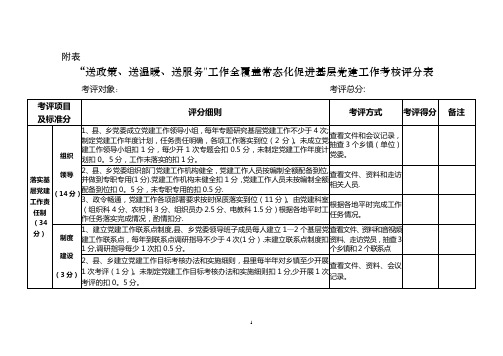 基层党建工作考核评分表