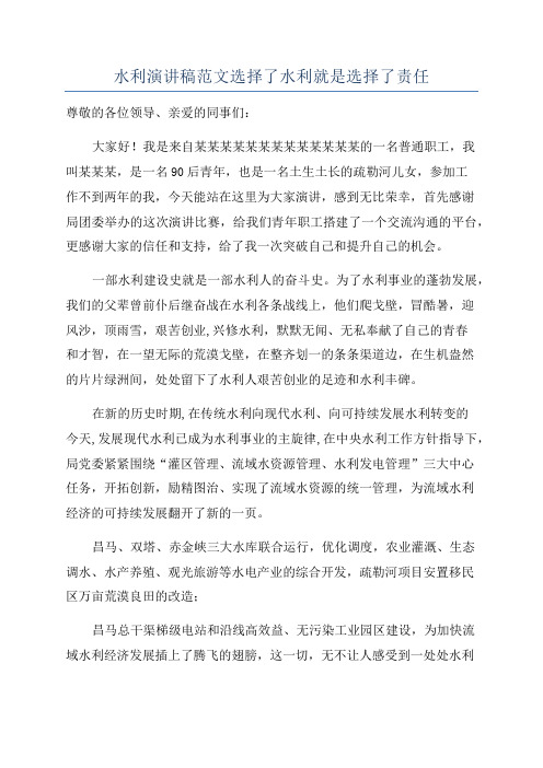 水利演讲稿范文选择了水利就是选择了责任