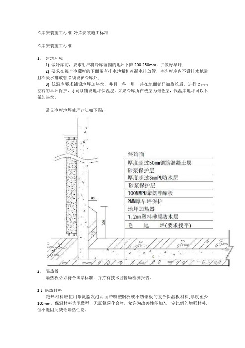 冷库安装施工标准 冷库安装施工标准