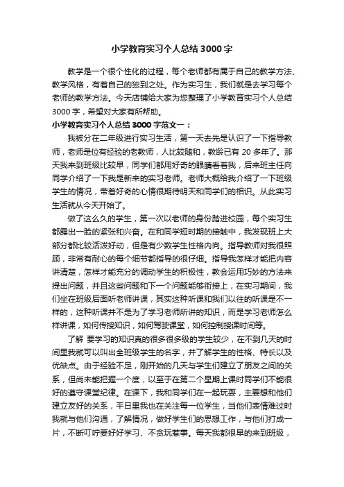 小学教育实习个人总结3000字