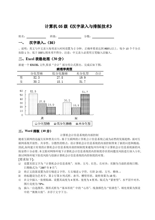 计算机05级录入与排版