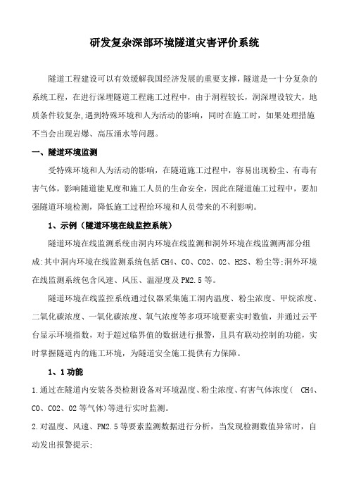 研发复杂深部环境隧道灾害评价系统