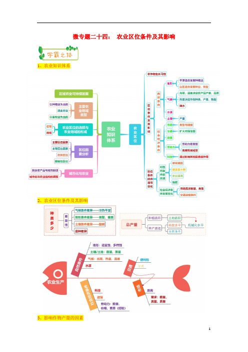 2019高考地理第一轮复习专题7微专题二十四农业区位条件及其影响思维导图学案20180820478