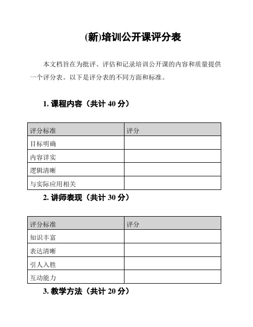 (新)培训公开课评分表