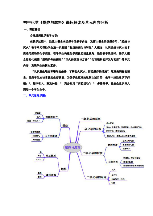 初中化学《燃烧与燃料》课标解读及单元内容分析