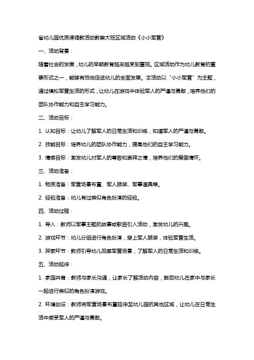 省幼儿园课调教活动教案大班区域活动《小小军营》