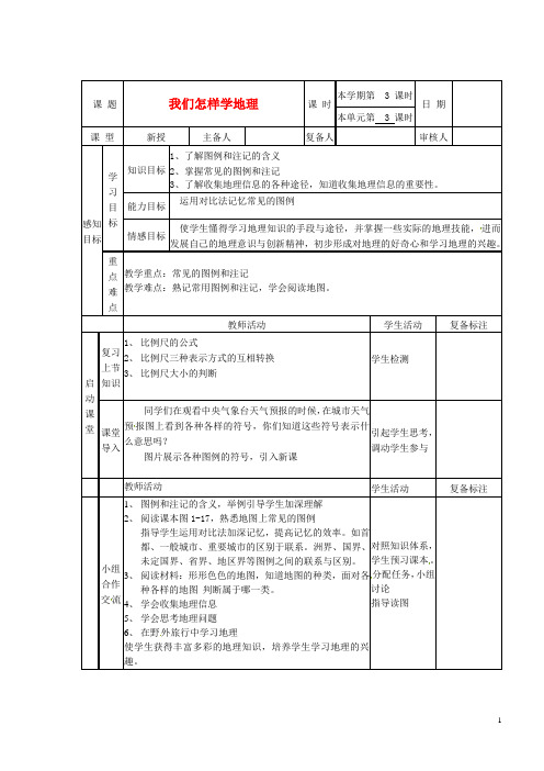 山东省邹平县实验中学七年级地理上册 我们怎样学地理教案3 湘教版