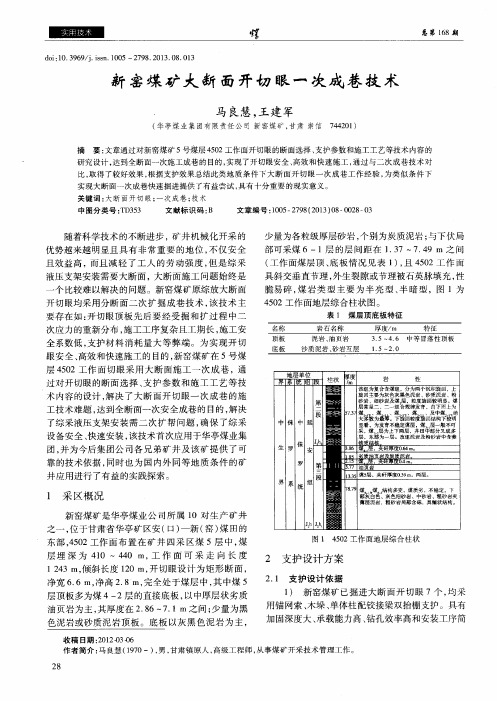 新窑煤矿大断面开切眼一次成巷技术