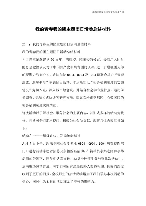 我的青春我的团主题团日活动总结材料