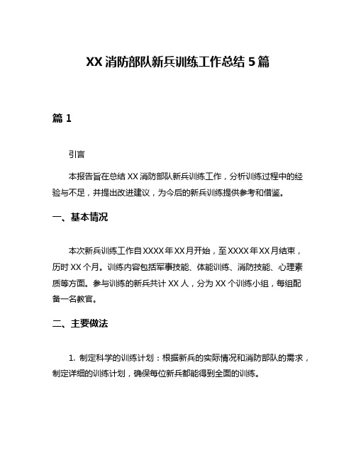 XX消防部队新兵训练工作总结5篇